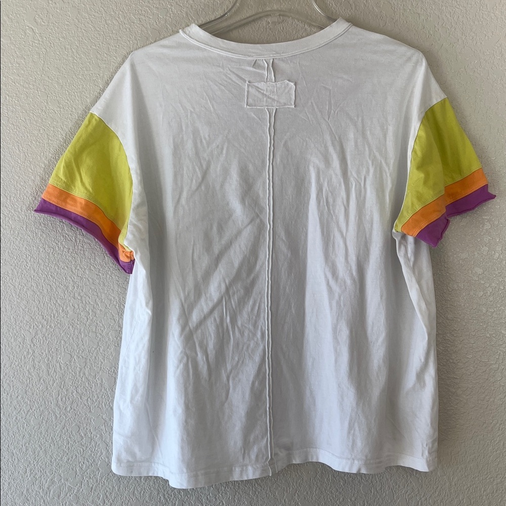 Sage + Fig color block Peace Appliqué T-shirt size small - Picture 6 of 9